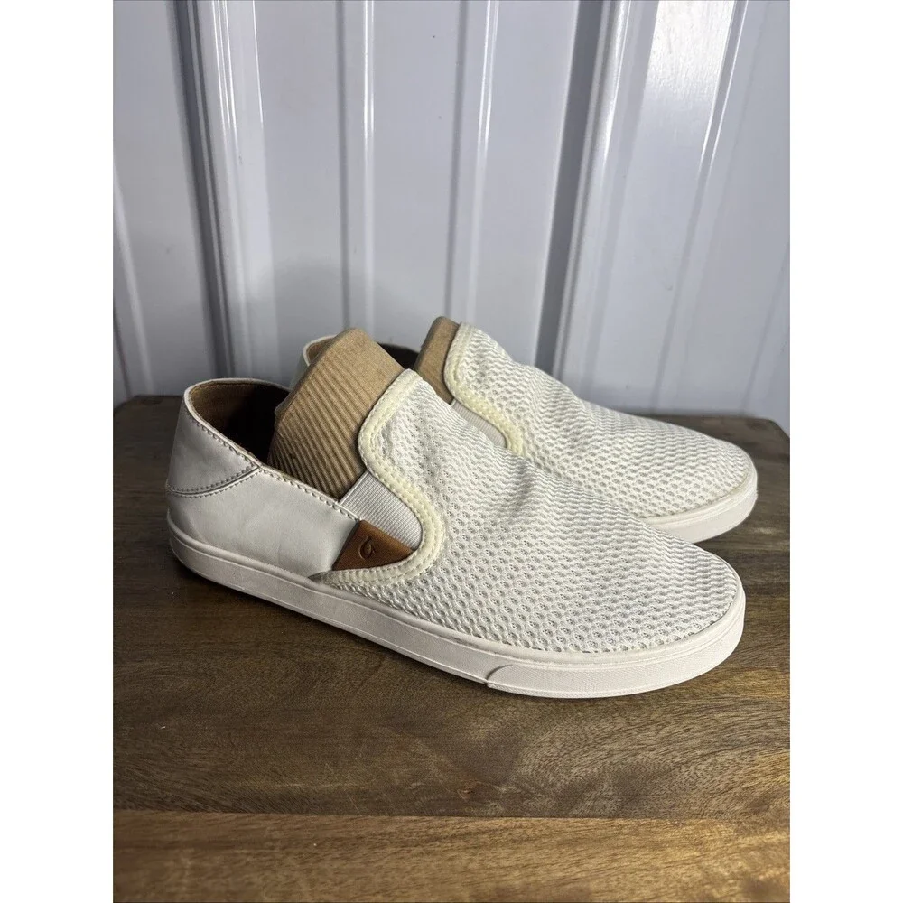 Olukai Pehuea Women's Size 8.5 US Slip On Sneaker Mesh White Casual EUC